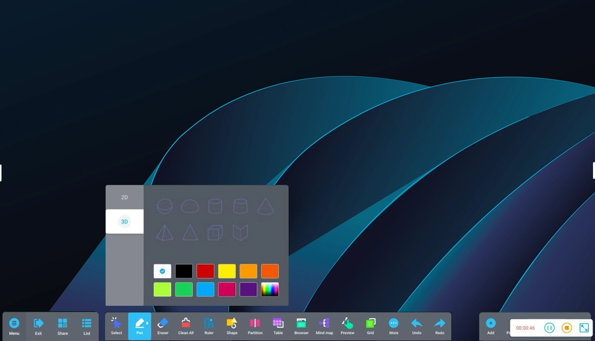 Annotation and shapes tools on interactive smart board display