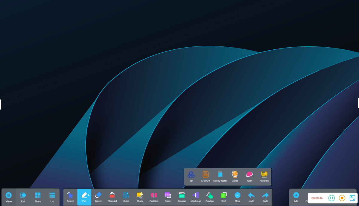 Smart teaching tools dashboard on interactive whiteboard