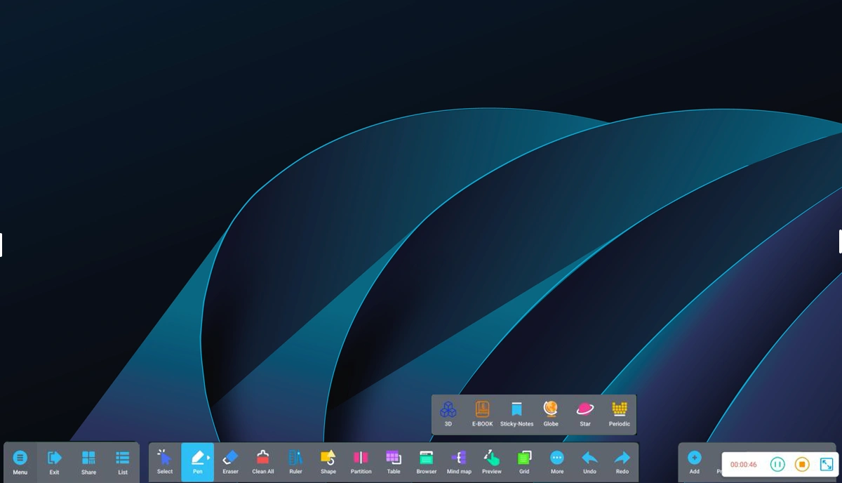 Smart teaching tools dashboard on interactive whiteboard