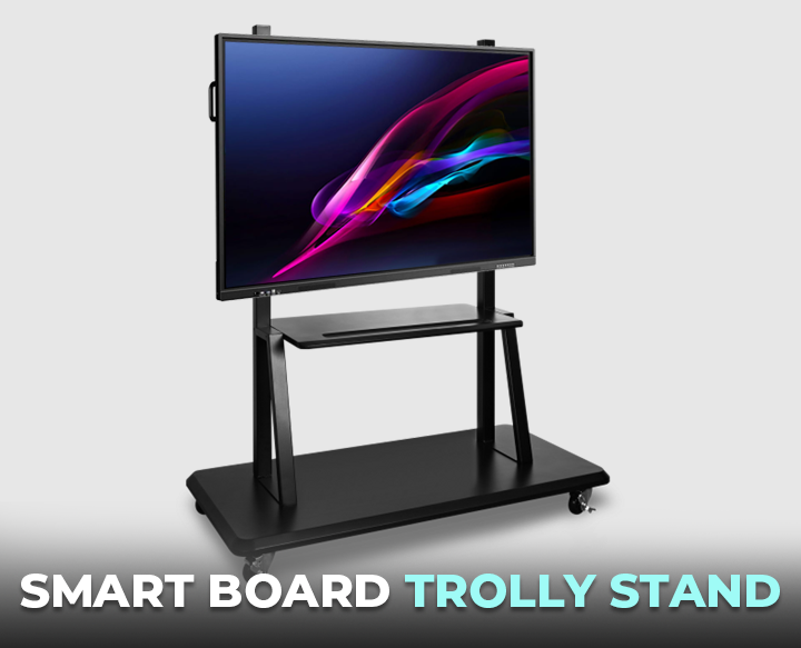 Trolley stand for interactive flat panel displays