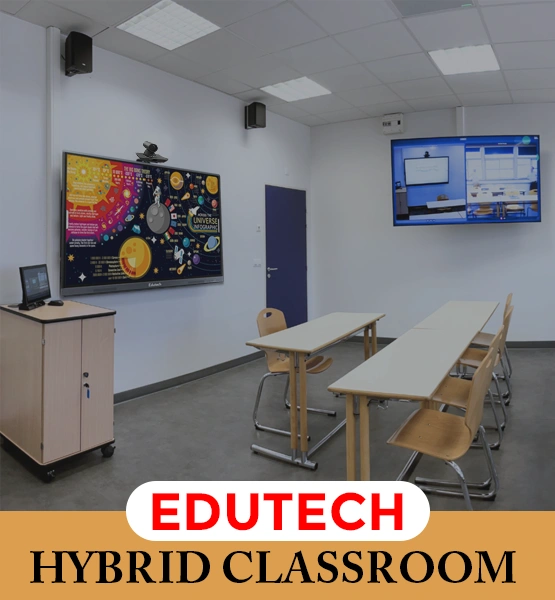 Hybrid learning classroom infrastructure with camera and audio system