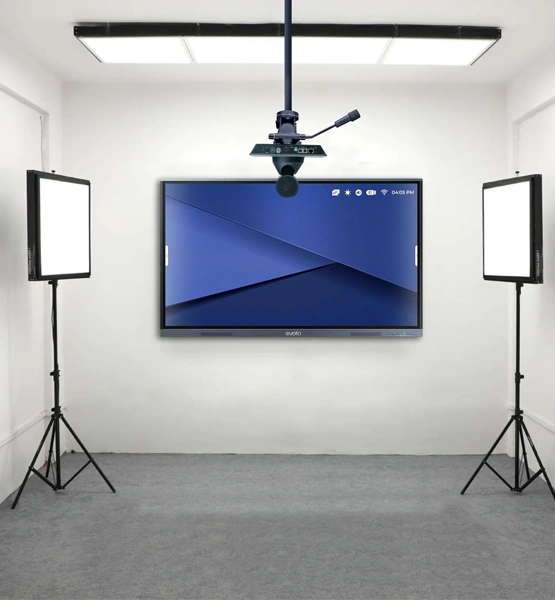 Online class studio setup with camera, lighting and interactive panel in India